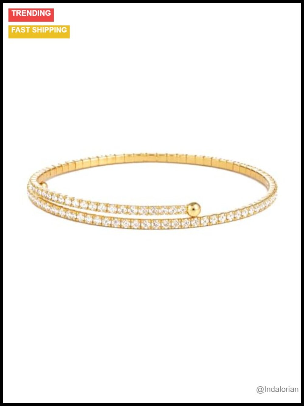 Gold Plated Stretch Tennis Bracelet Crystal Accent Stackable